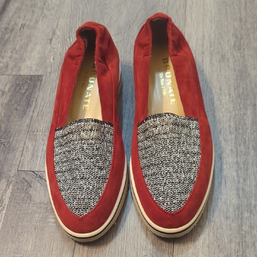 Brunste Made In Italy Red Flat Loafers NWOT